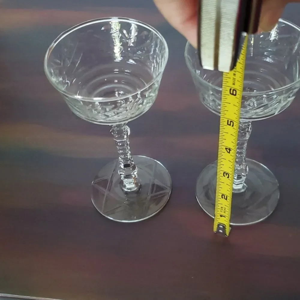 Set of 3 Vintage Crystal Wine Glasses